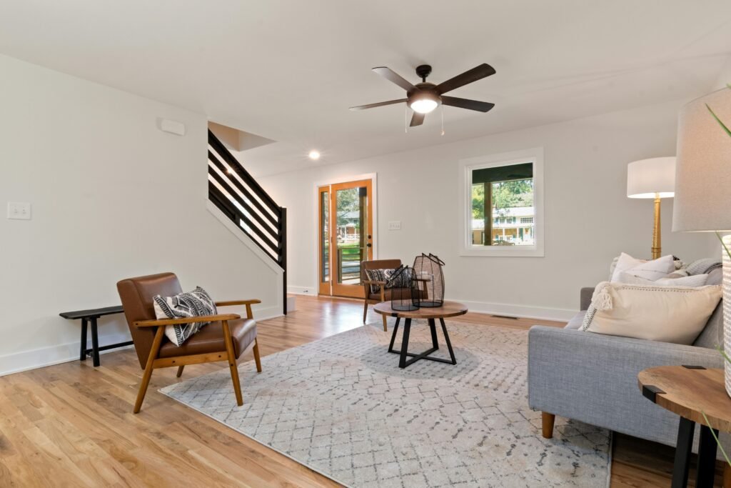 Modern ceiling fan with LED light and remote control